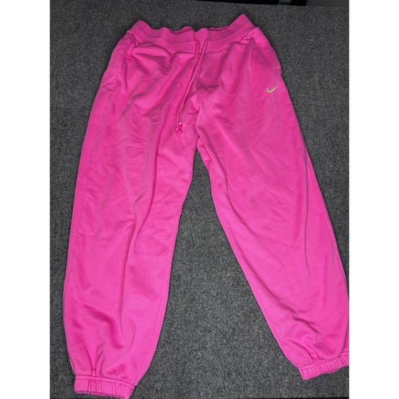 Nike Womens Pink Fleece Sweatpants Joggers Drawstring Casual Comfy Medium - Picture 1 of 4